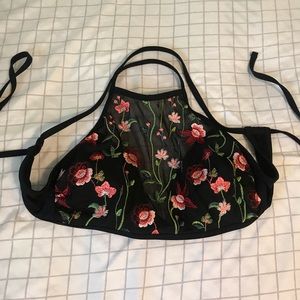 Embroidered Mesh Xhilaration Swim Top